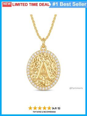 24K Gold Plated Initial Necklace 5A CZ Oval Pendant A-Z